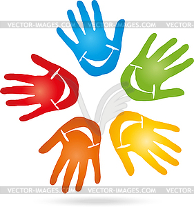 Five, hands, pediatrician, smile - vector clipart