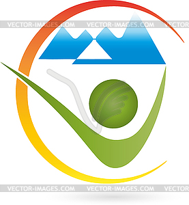 Logo, People, Fitness, Health, mountains - vector clip art