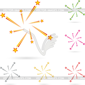 Fireworks, rockets, explosion, template, logo - vector clipart