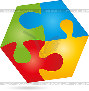 Puzzle, game, logo, Hexagon, Square - vector image