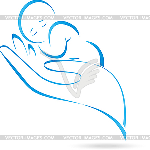 Logo, hand, child, baby - vector image