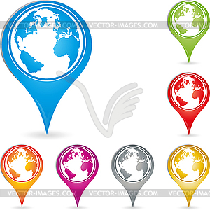 Logo, earth, globe, pin, target - royalty-free vector clipart