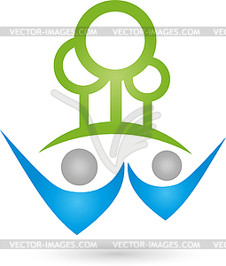 Логотип, Люди, два человека, лес - векторизованный клипарт