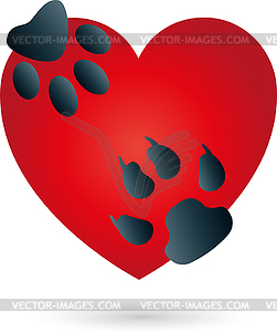 Logo, heart, cat, dog - vector clip art