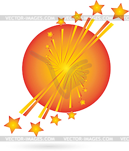 Fireworks, rockets, explosion, luminous stars - vector clipart