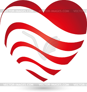 Logo, heart in red, hearts, waves - vector image