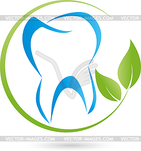 Leaves green, tooth, dentist Logo - vector image