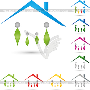 Logo, property, house, people - vector image