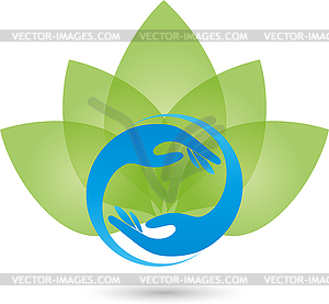 Logo, hands, physiotherapy, medical practitioner, leave - vector clip art