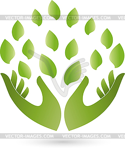 Logo, Two Hands, leaves, Naturopaths - vector image