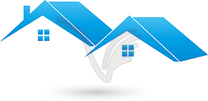 Логотип, недвижимость, два дома, крыши - изображение в векторном формате