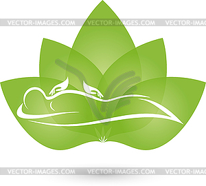 Man, massage, practitioner, hands - vector image