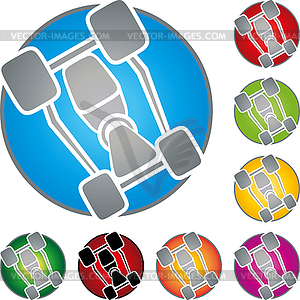 Kart, car, logo, crest, Button - vector clipart
