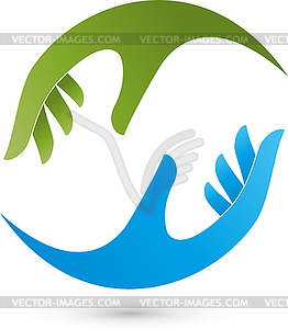 Two hands, wellness, massage, occupational therapy - vector clipart