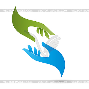 Two hands, wellness, massage, occupational therapy - vector clipart