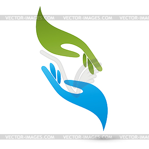 Two hands, wellness, massage, occupational therapy - vector image