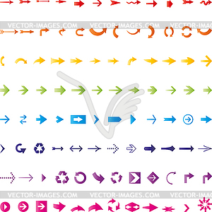 Various arrows in color, arrows collection - vector image