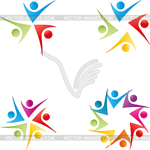 People together, group and team logos collection - vector image
