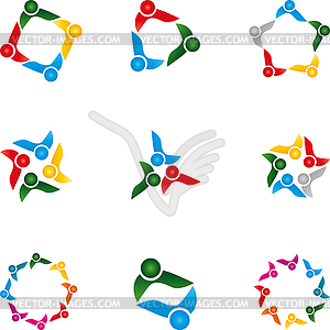 People groups and team logos collection - vector EPS clipart