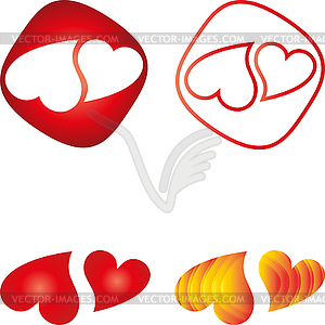 Коллекция сердец Логос, кнопки - изображение в векторном виде