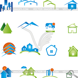Houses, real estate and construction logos collection - vector image