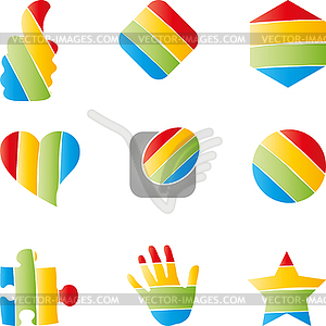 Painter, printing shop, logos collection - vector image