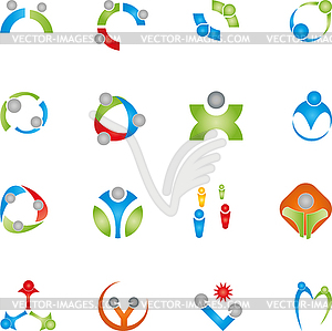 People, team, logos collection - vector clipart