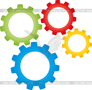 Gears in color, mechanic and industry logo - vector image