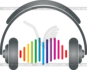 Headphones and equalizer, music and sound logo - vector clipart