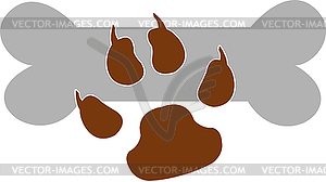 Dogs paw and bones, dogs logo - vector clip art