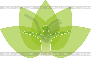 Человек и листья, альтернативный практик и здоровье - изображение в формате EPS