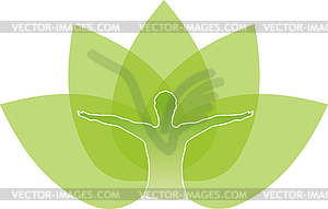 Person and leaves, alternative practitioner and health  - vector clipart