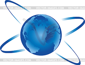 Earth ball and circles, earth, logo - vector clipart