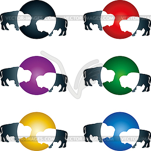 Two bull, logo, animal, collection - vector image