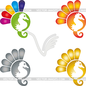 Seahorse, Animal, Button, Logo - vector image