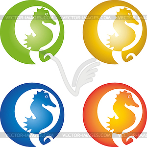 Seahorse, Animal, Button, Logo - vector clipart