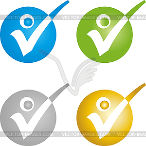 Person, check mark, button, logo - vector image