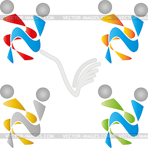 Два человека, фитнес, пара, логотип - векторный клипарт