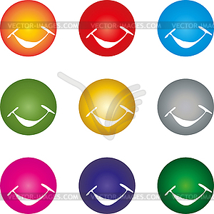 Ball with smile, button, smile, collection - vector clipart