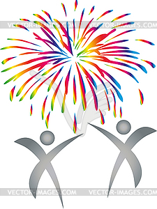 Fireworks, explosion, people, celebration, logo - royalty-free vector image