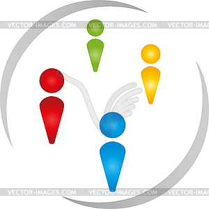 Four people, group, team, logo - vector clipart