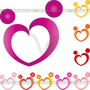 Two persons, heart, couple, people, logo - vector image