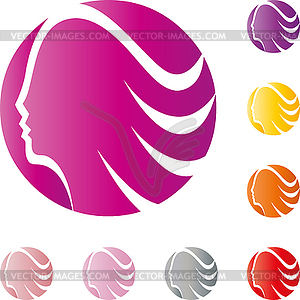 Gesicht Kopf Frau Friseur Logo Vektor Clipart Eps