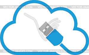 Cloud, usb plug, data, logo - vector clip art