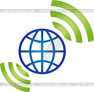 Erdbal, Wi-Fi waves, Wi Fi, logo - vector clipart