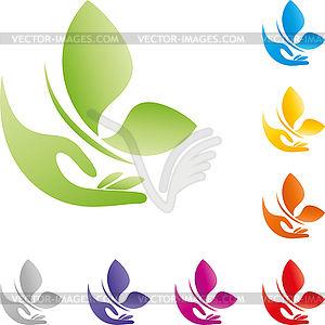 Hand, butterfly, insect, logo - vector image