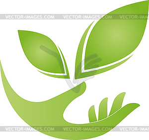 Hand, leaves, health, naturopath, logo - vector clip art