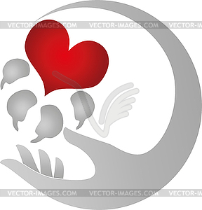 Paw, dogs, heart, hand, logo - vector image