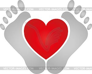 Feet, heart, foot care, logo - vector image