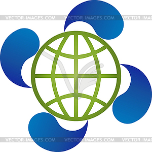 Globus Vier Tropfen Globus Weltkugel Logo Clipart Design